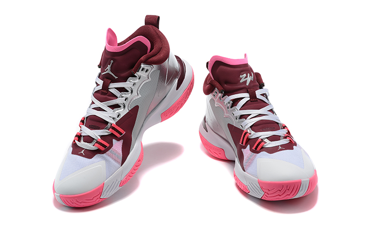 2021 Men Air Jordan Zion 1 Silver Wine Red Pink Shoes